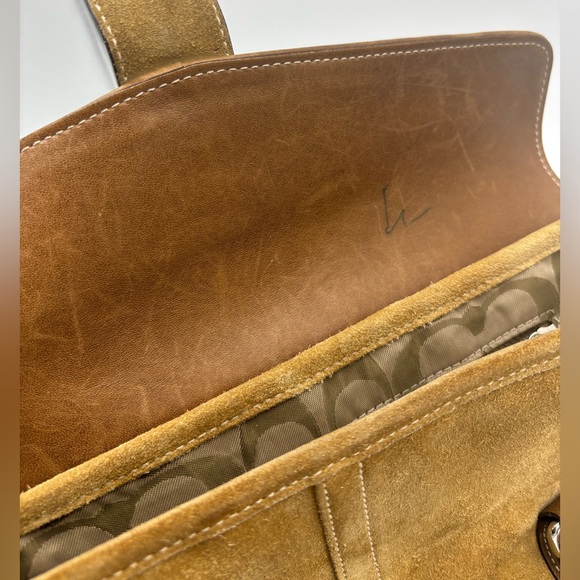 Coach Suede and Leather Shoulder Bag in Tan - Picture 11 of 13